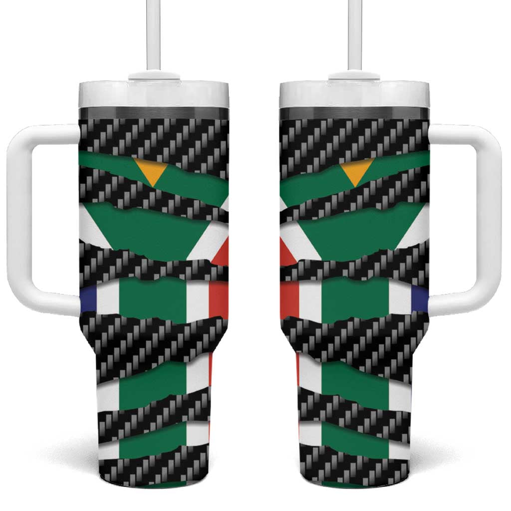 South Africa Beast Tumbler With Handle Ripped Flag Graphic - Wonder Print Shop
