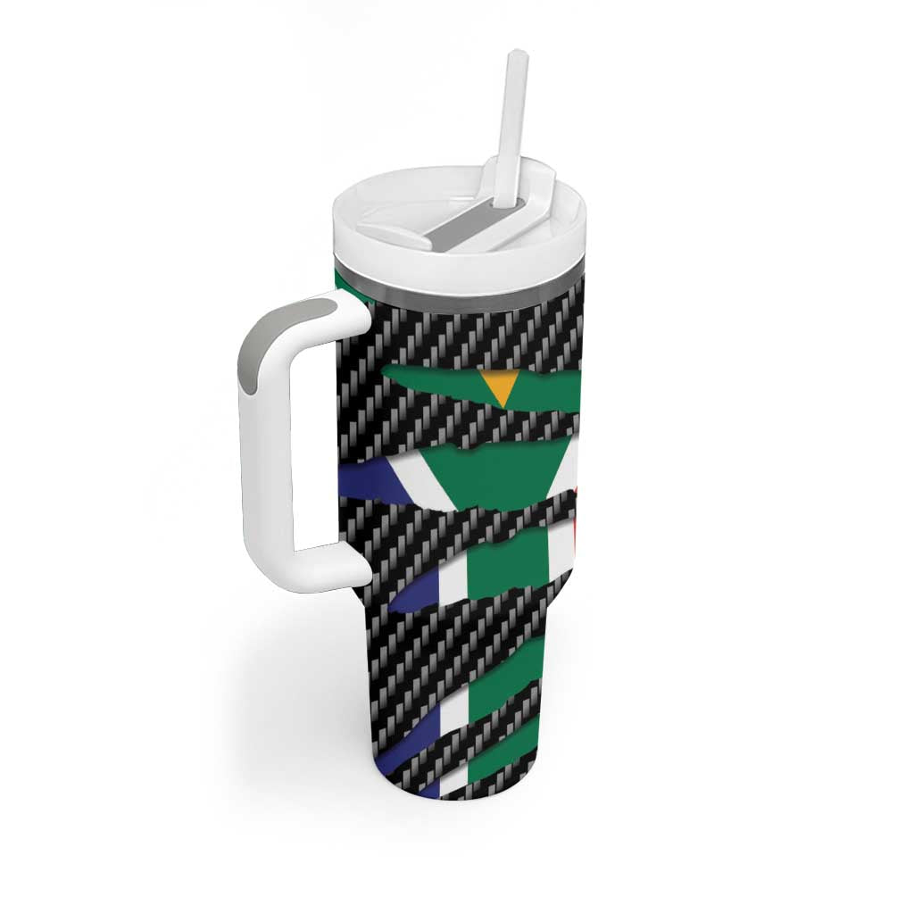 South Africa Beast Tumbler With Handle Ripped Flag Graphic - Wonder Print Shop