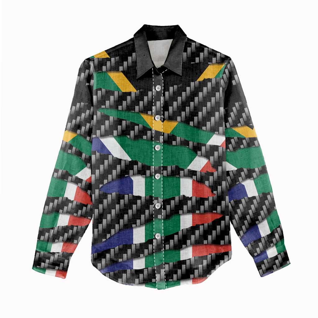 South Africa Beast Women Casual Shirt Ripped Flag Graphic - Wonder Print Shop