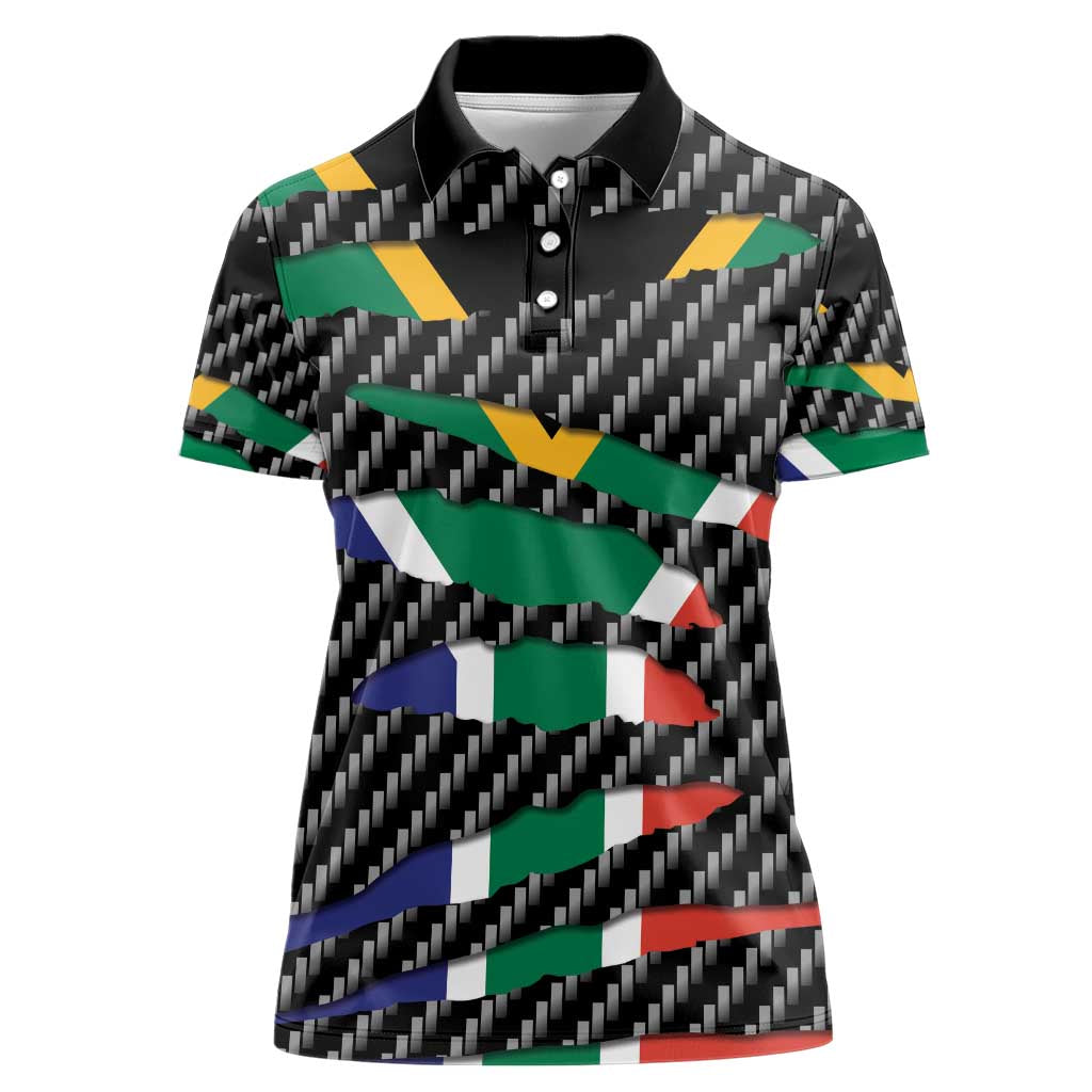 South Africa Beast Women Polo Shirt Ripped Flag Graphic - Wonder Print Shop
