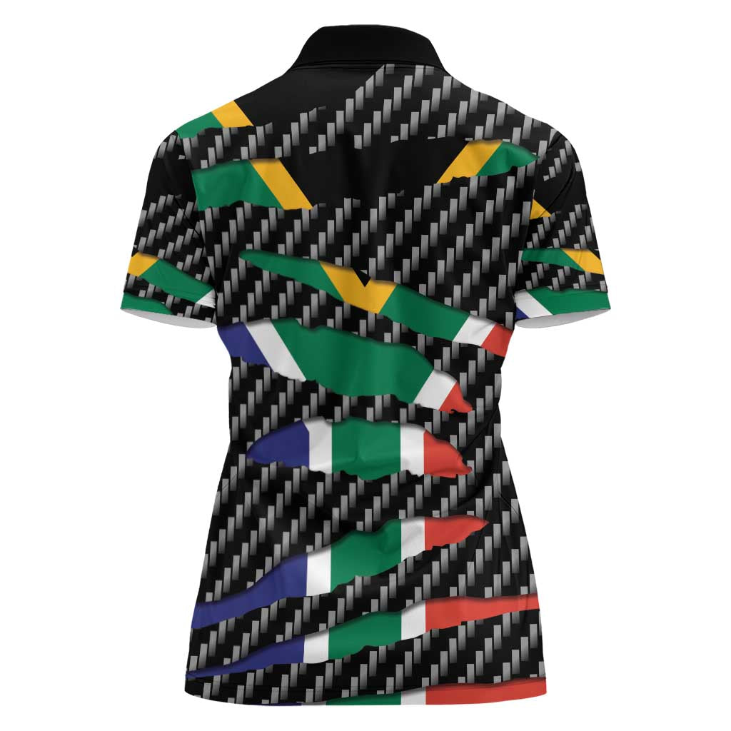 South Africa Beast Women Polo Shirt Ripped Flag Graphic - Wonder Print Shop