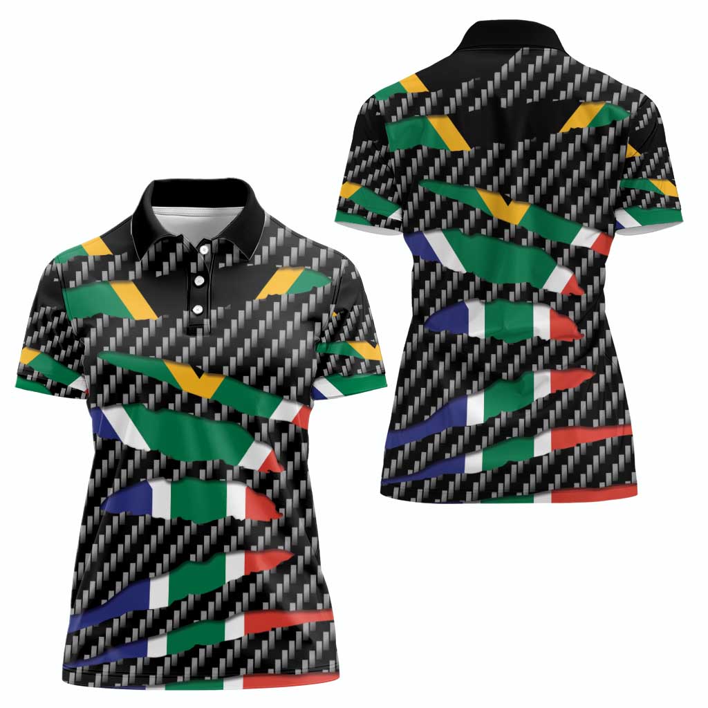 South Africa Beast Women Polo Shirt Ripped Flag Graphic - Wonder Print Shop