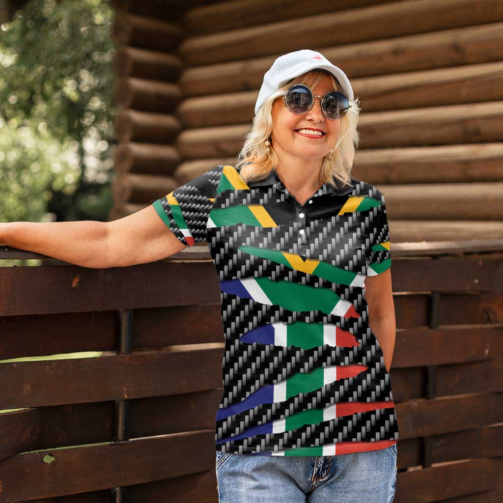 South Africa Beast Women Polo Shirt Ripped Flag Graphic - Wonder Print Shop
