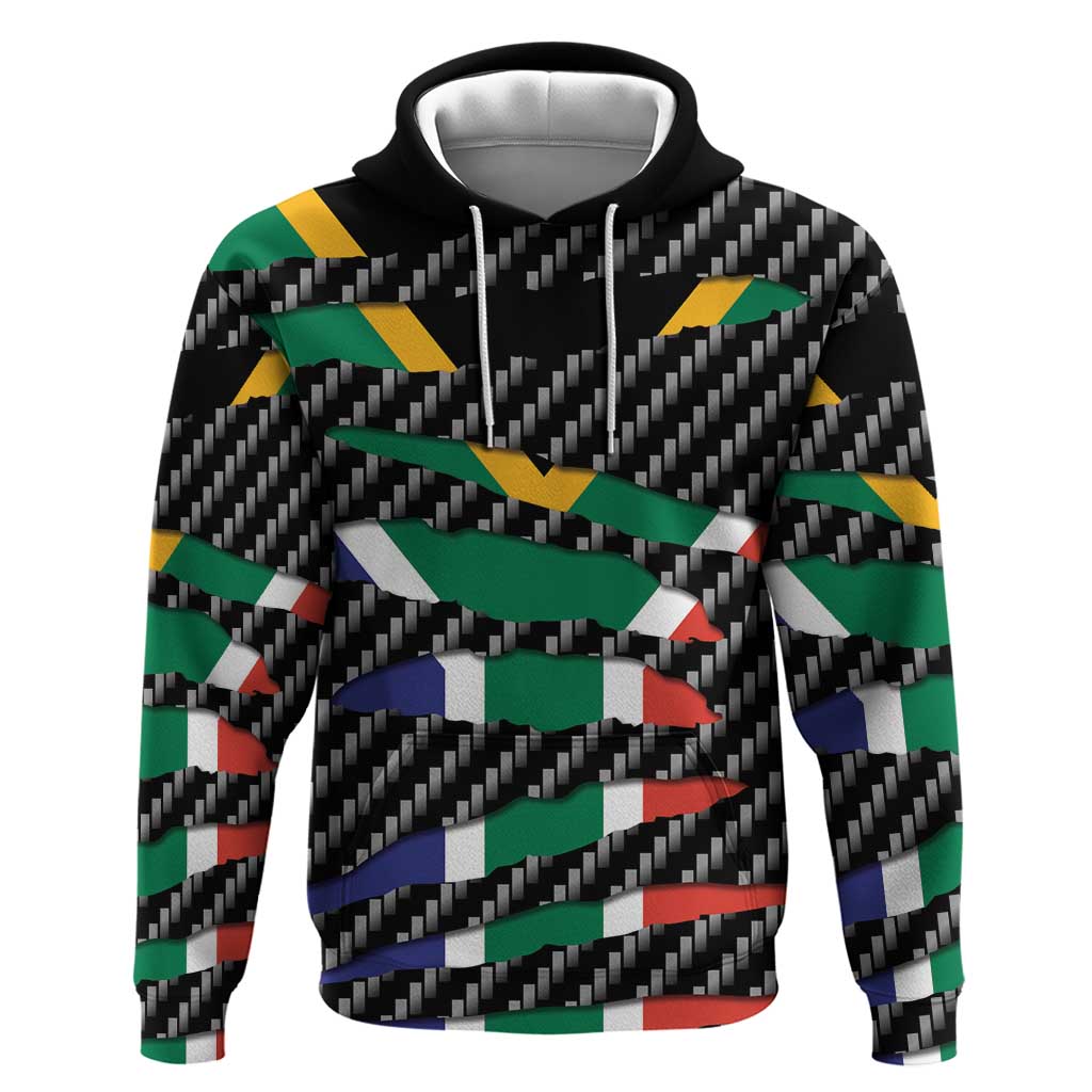 South Africa Beast Zip Hoodie Ripped Flag Graphic - Wonder Print Shop