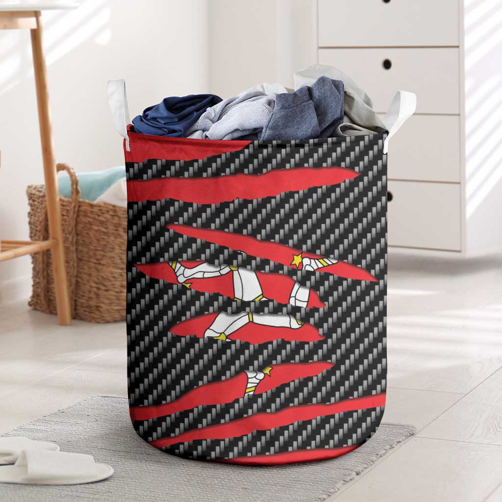 Isle of Man Beast Laundry Basket Ripped Flag Graphic - Wonder Print Shop