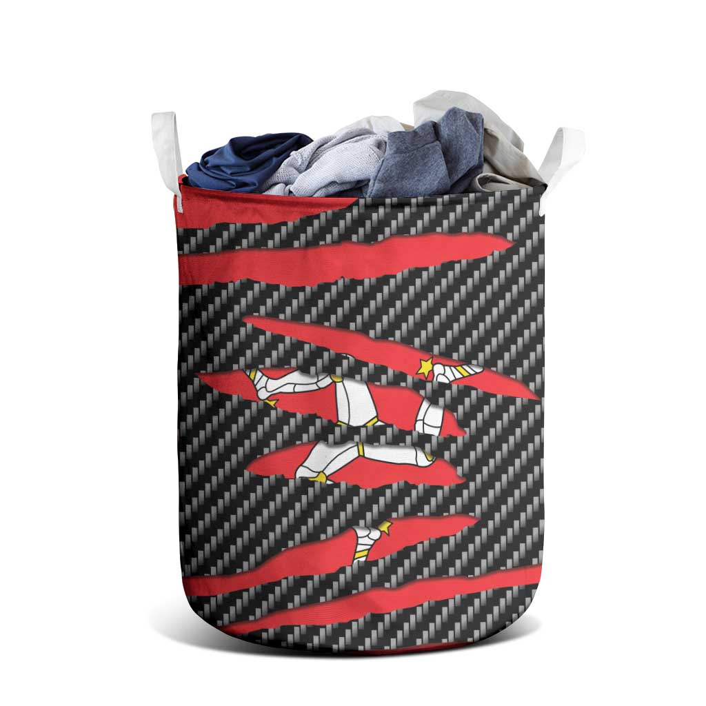 Isle of Man Beast Laundry Basket Ripped Flag Graphic - Wonder Print Shop