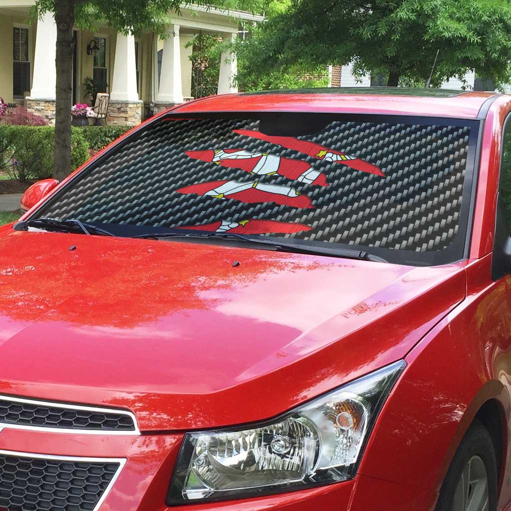 Isle of Man Beast Auto Sun Shade Ripped Flag Graphic - Wonder Print Shop