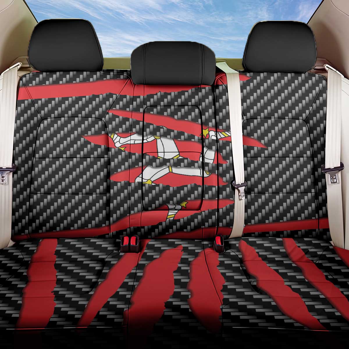 Isle of Man Beast Back Car Seat Cover Ripped Flag Graphic - Wonder Print Shop