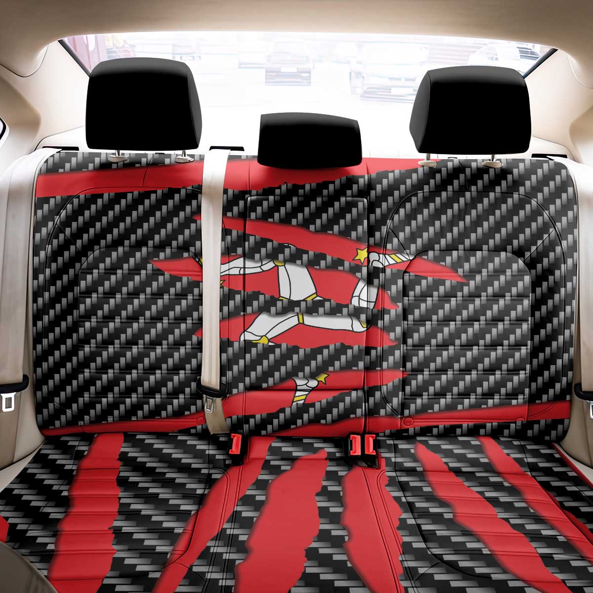 Isle of Man Beast Back Car Seat Cover Ripped Flag Graphic - Wonder Print Shop
