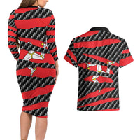 Isle of Man Beast Couples Matching Long Sleeve Bodycon Dress and Hawaiian Shirt Ripped Flag Graphic - Wonder Print Shop