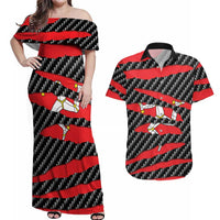 Isle of Man Beast Couples Matching Off Shoulder Maxi Dress and Hawaiian Shirt Ripped Flag Graphic - Wonder Print Shop