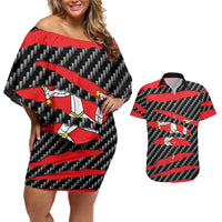 Isle of Man Beast Couples Matching Off Shoulder Short Dress and Hawaiian Shirt Ripped Flag Graphic - Wonder Print Shop