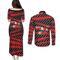 Isle of Man Beast Couples Matching Puletasi and Long Sleeve Button Shirt Ripped Flag Graphic - Wonder Print Shop