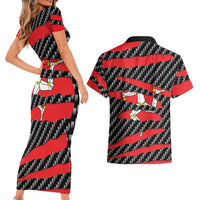 Isle of Man Beast Couples Matching Short Sleeve Bodycon Dress and Hawaiian Shirt Ripped Flag Graphic - Wonder Print Shop