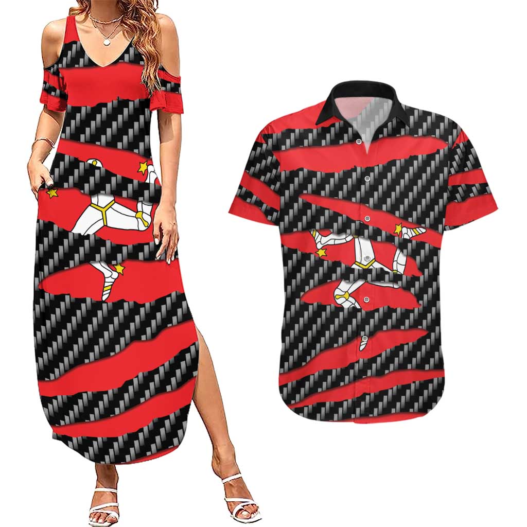 Isle of Man Beast Couples Matching Summer Maxi Dress and Hawaiian Shirt Ripped Flag Graphic - Wonder Print Shop
