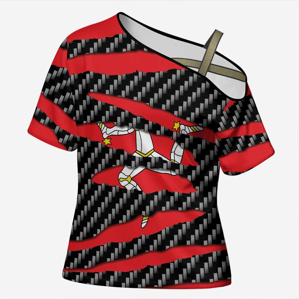 Isle of Man Beast Cross Shoulder Shirt Ripped Flag Graphic - Wonder Print Shop