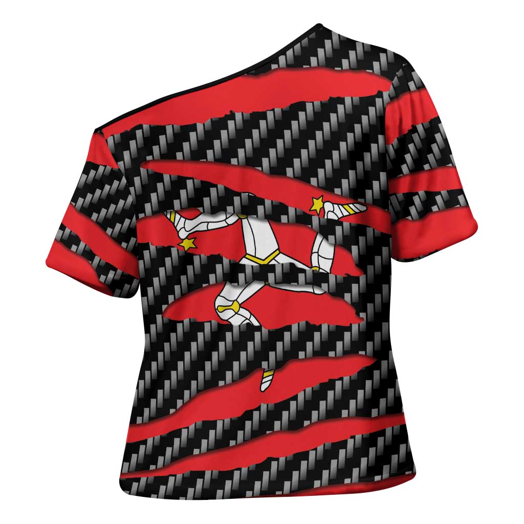 Isle of Man Beast Cross Shoulder Shirt Ripped Flag Graphic - Wonder Print Shop