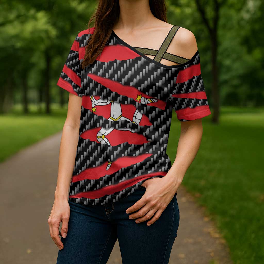 Isle of Man Beast Cross Shoulder Shirt Ripped Flag Graphic - Wonder Print Shop