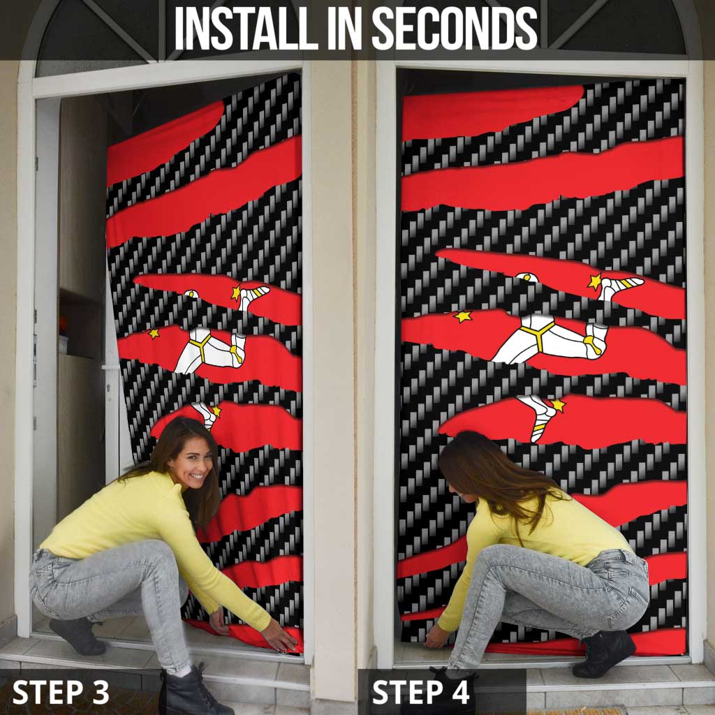 Isle of Man Beast Door Cover Ripped Flag Graphic - Wonder Print Shop