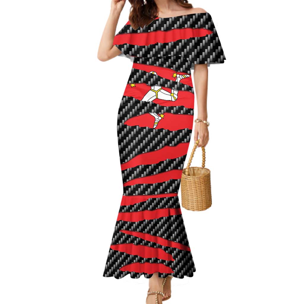 Isle of Man Beast Family Matching Mermaid Dress and Hawaiian Shirt Ripped Flag Graphic - Wonder Print Shop