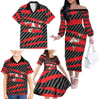 Isle of Man Beast Family Matching Off The Shoulder Long Sleeve Dress and Hawaiian Shirt Ripped Flag Graphic - Wonder Print Shop