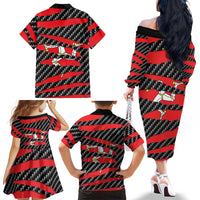 Isle of Man Beast Family Matching Off The Shoulder Long Sleeve Dress and Hawaiian Shirt Ripped Flag Graphic - Wonder Print Shop