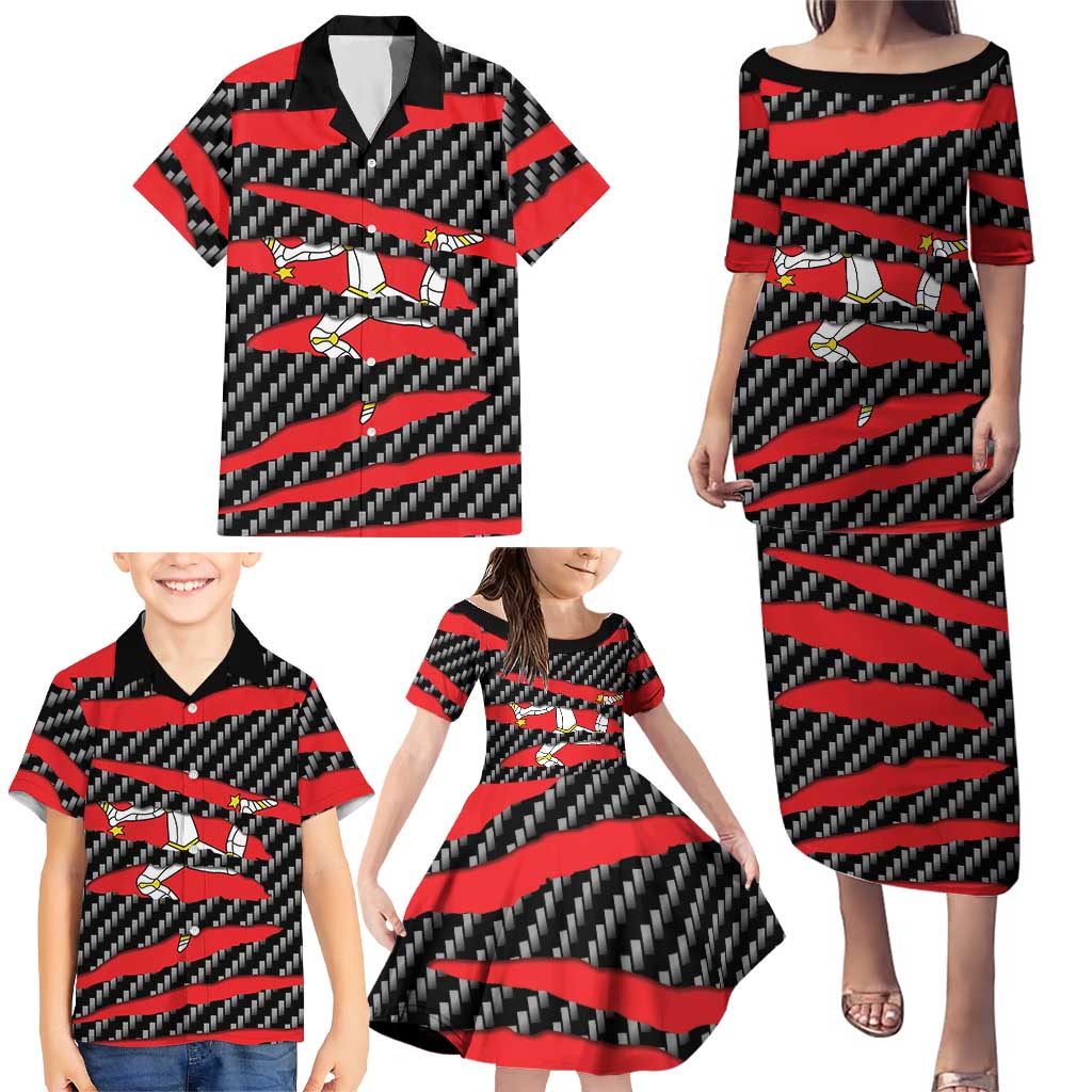 Isle of Man Beast Family Matching Puletasi and Hawaiian Shirt Ripped Flag Graphic - Wonder Print Shop