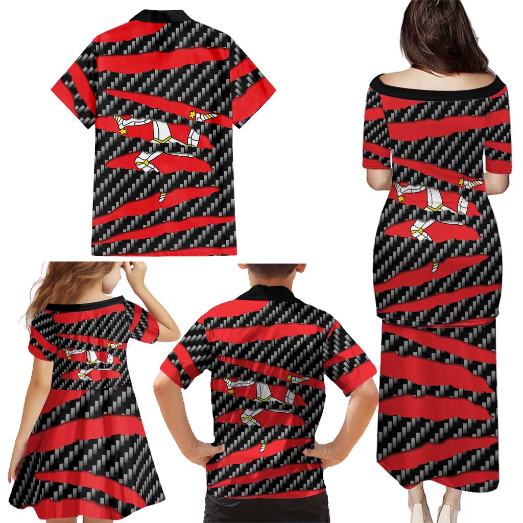 Isle of Man Beast Family Matching Puletasi and Hawaiian Shirt Ripped Flag Graphic - Wonder Print Shop