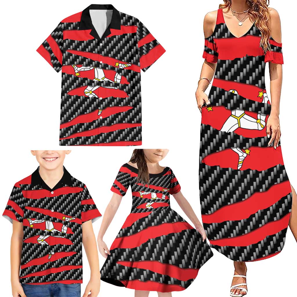 Isle of Man Beast Family Matching Summer Maxi Dress and Hawaiian Shirt Ripped Flag Graphic - Wonder Print Shop