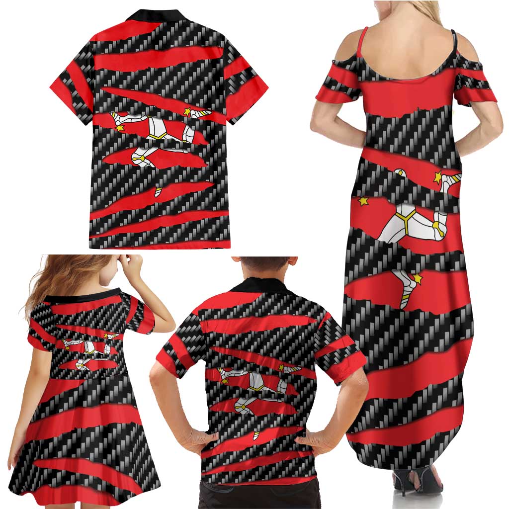 Isle of Man Beast Family Matching Summer Maxi Dress and Hawaiian Shirt Ripped Flag Graphic - Wonder Print Shop
