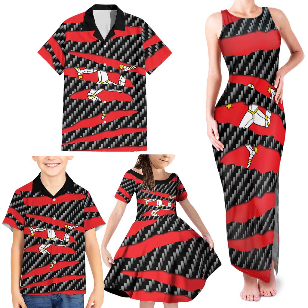 Isle of Man Beast Family Matching Tank Maxi Dress and Hawaiian Shirt Ripped Flag Graphic - Wonder Print Shop