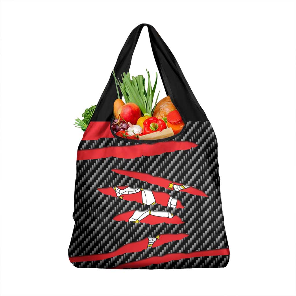 Isle of Man Beast Grocery Bag Ripped Flag Graphic - Wonder Print Shop