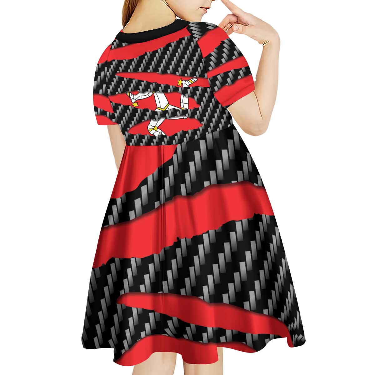 Isle of Man Beast Kid Short Sleeve Dress Ripped Flag Graphic - Wonder Print Shop