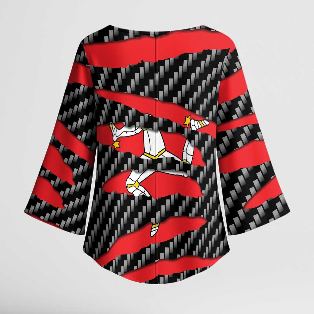 Isle of Man Beast Kimono Sleeve Blouse Ripped Flag Graphic - Wonder Print Shop