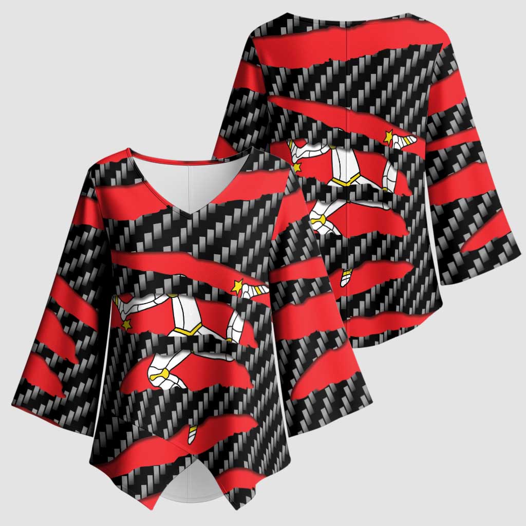 Isle of Man Beast Kimono Sleeve Blouse Ripped Flag Graphic - Wonder Print Shop