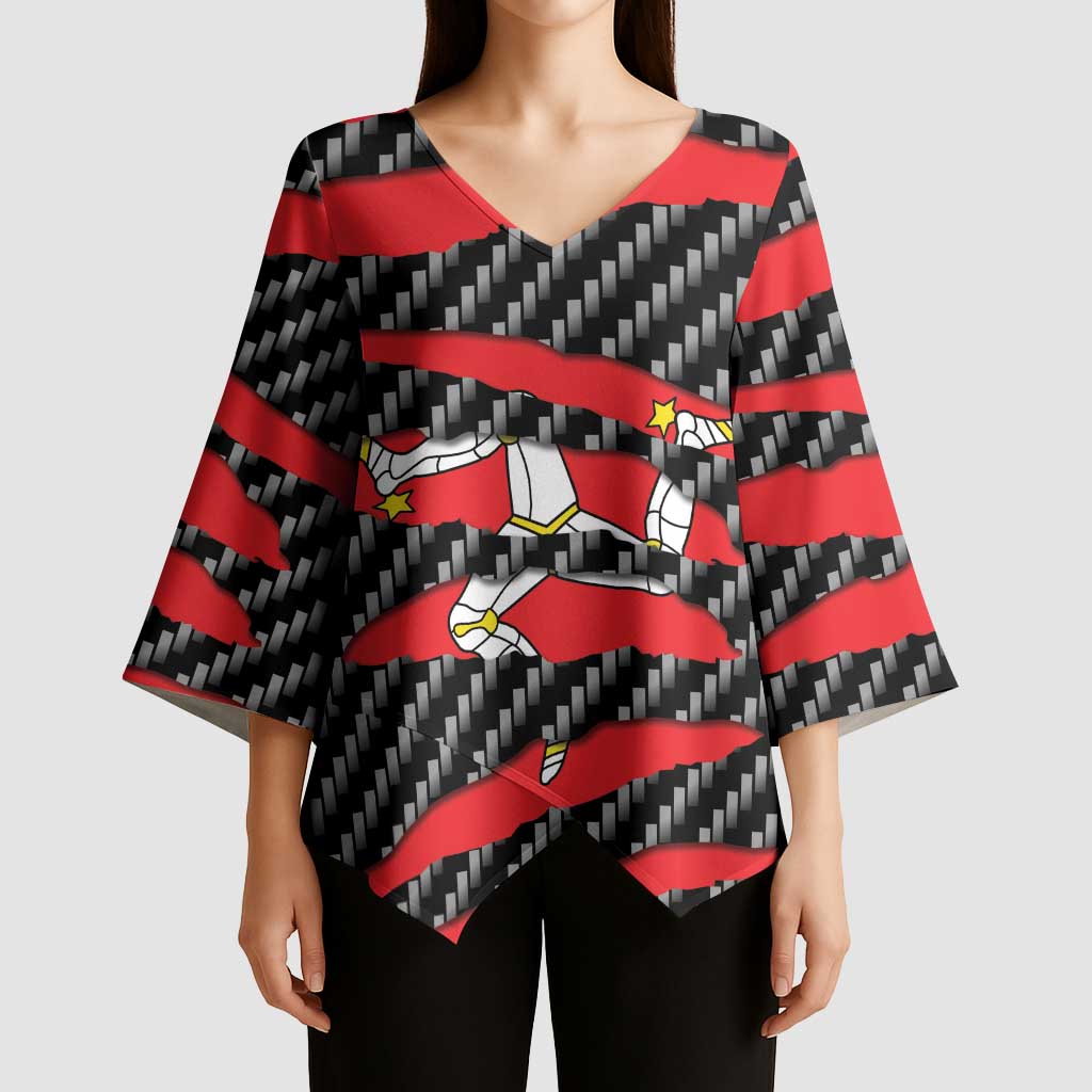 Isle of Man Beast Kimono Sleeve Blouse Ripped Flag Graphic - Wonder Print Shop