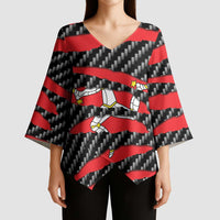Isle of Man Beast Kimono Sleeve Blouse Ripped Flag Graphic - Wonder Print Shop