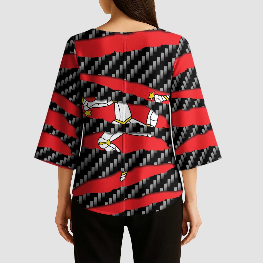 Isle of Man Beast Kimono Sleeve Blouse Ripped Flag Graphic - Wonder Print Shop