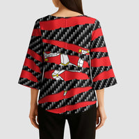 Isle of Man Beast Kimono Sleeve Blouse Ripped Flag Graphic - Wonder Print Shop