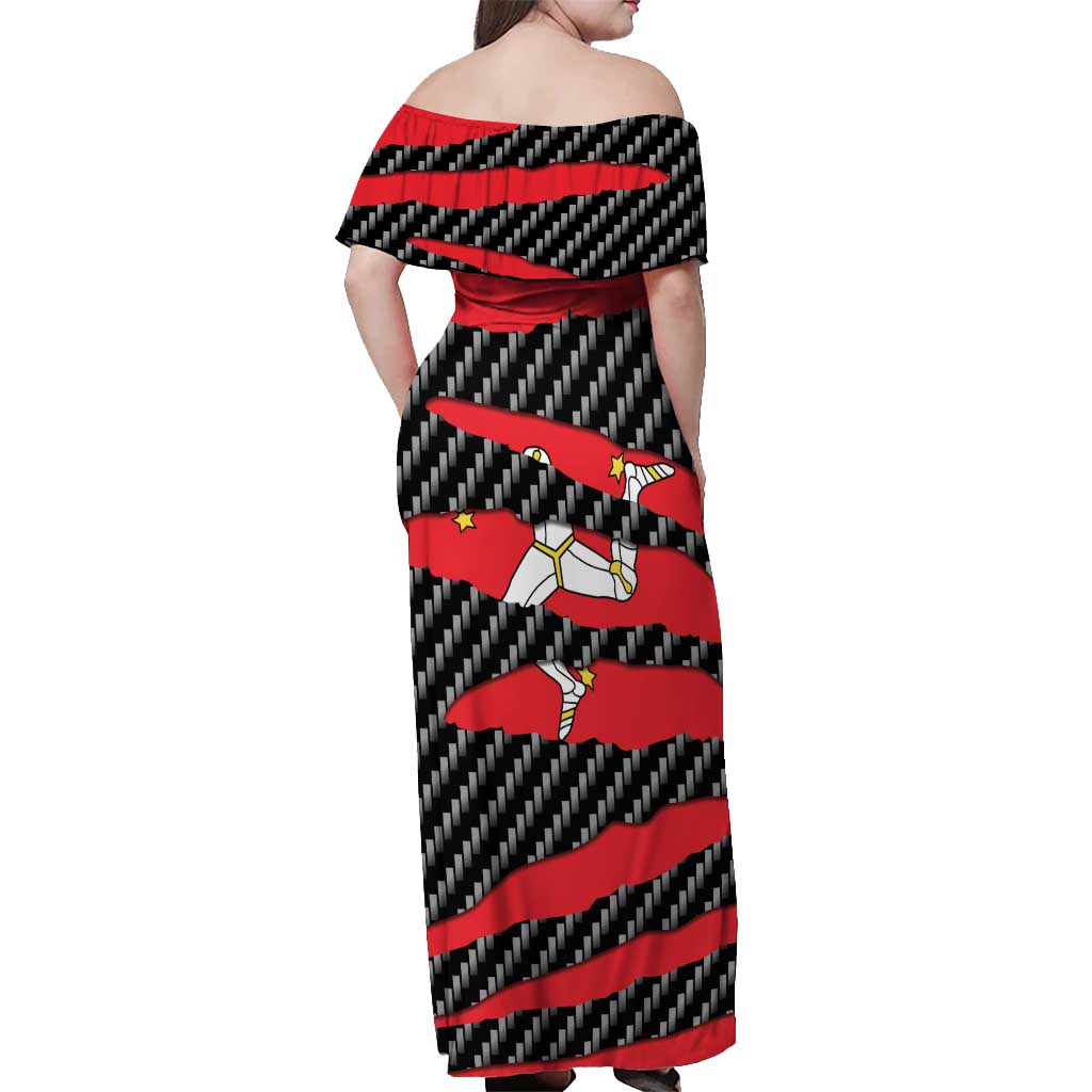 Isle of Man Beast Off Shoulder Maxi Dress Ripped Flag Graphic - Wonder Print Shop