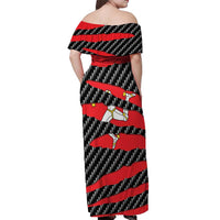 Isle of Man Beast Off Shoulder Maxi Dress Ripped Flag Graphic - Wonder Print Shop