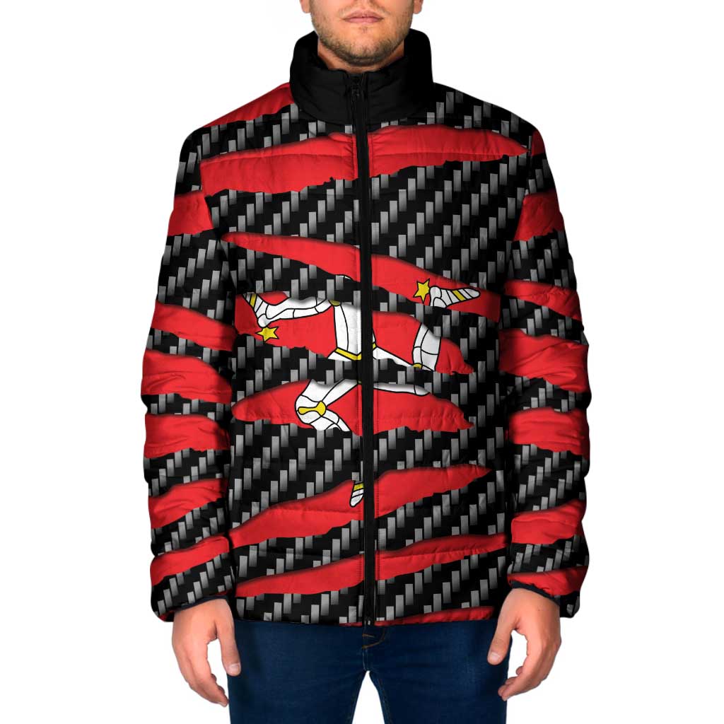 Isle of Man Beast Padded Jacket Ripped Flag Graphic - Wonder Print Shop