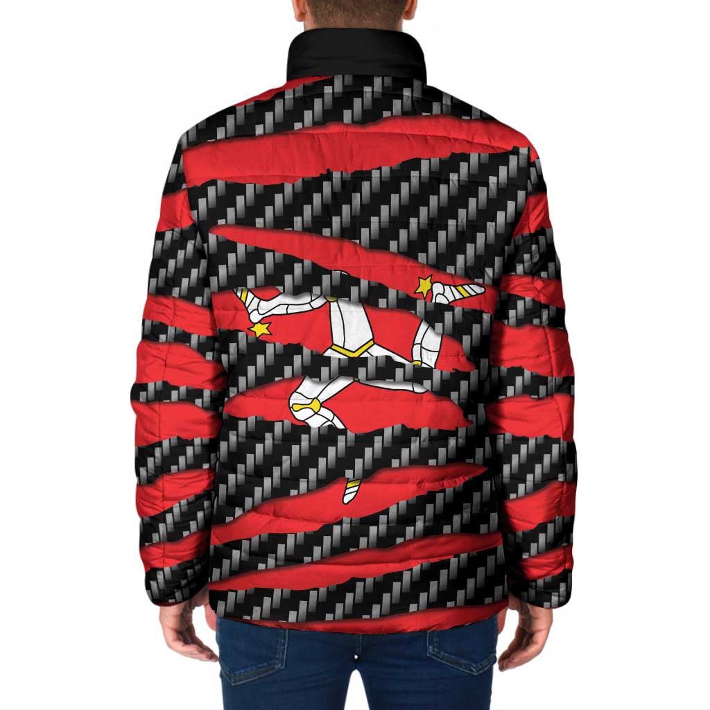 Isle of Man Beast Padded Jacket Ripped Flag Graphic - Wonder Print Shop