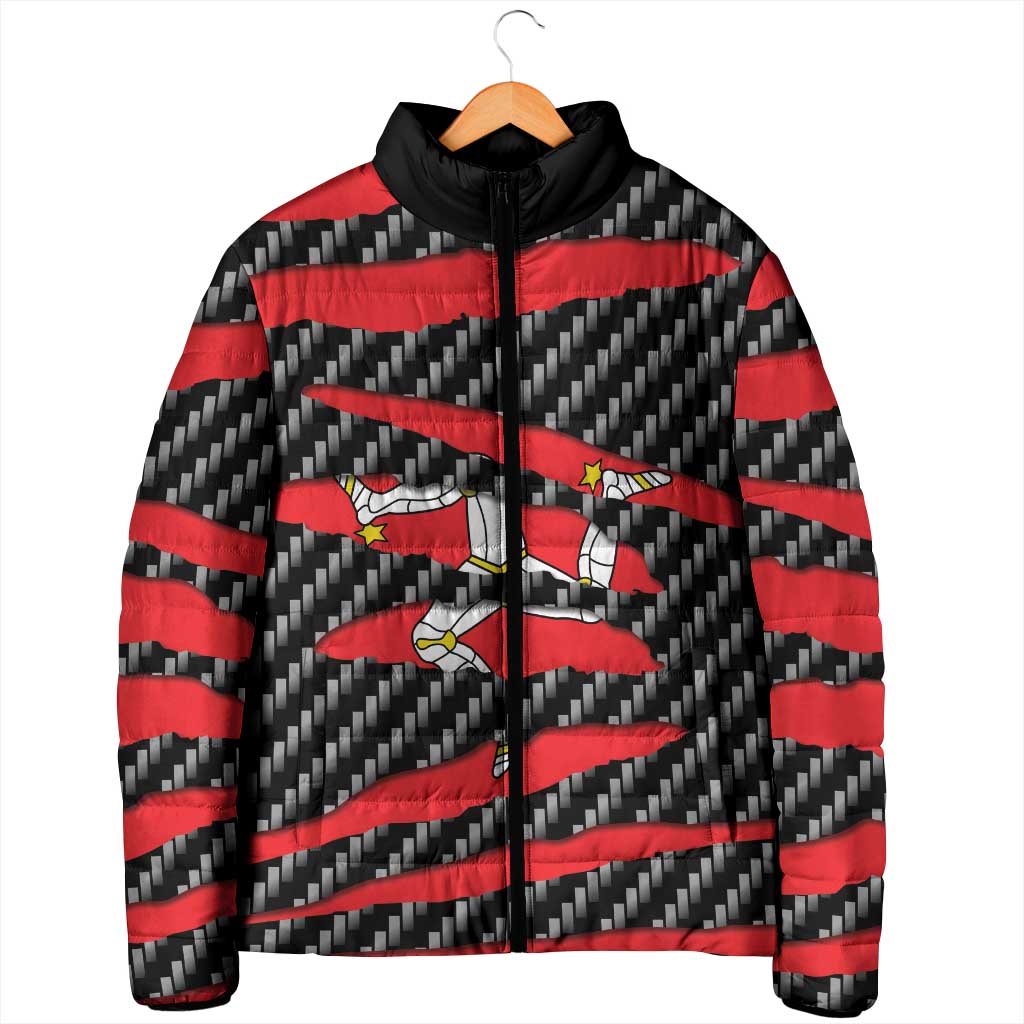 Isle of Man Beast Padded Jacket Ripped Flag Graphic - Wonder Print Shop