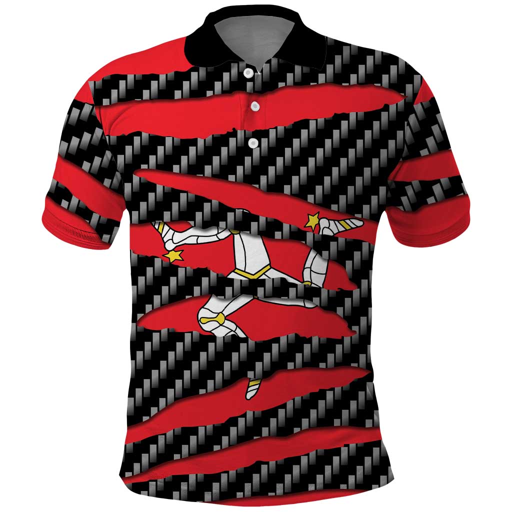 Isle of Man Beast Polo Shirt Ripped Flag Graphic - Wonder Print Shop