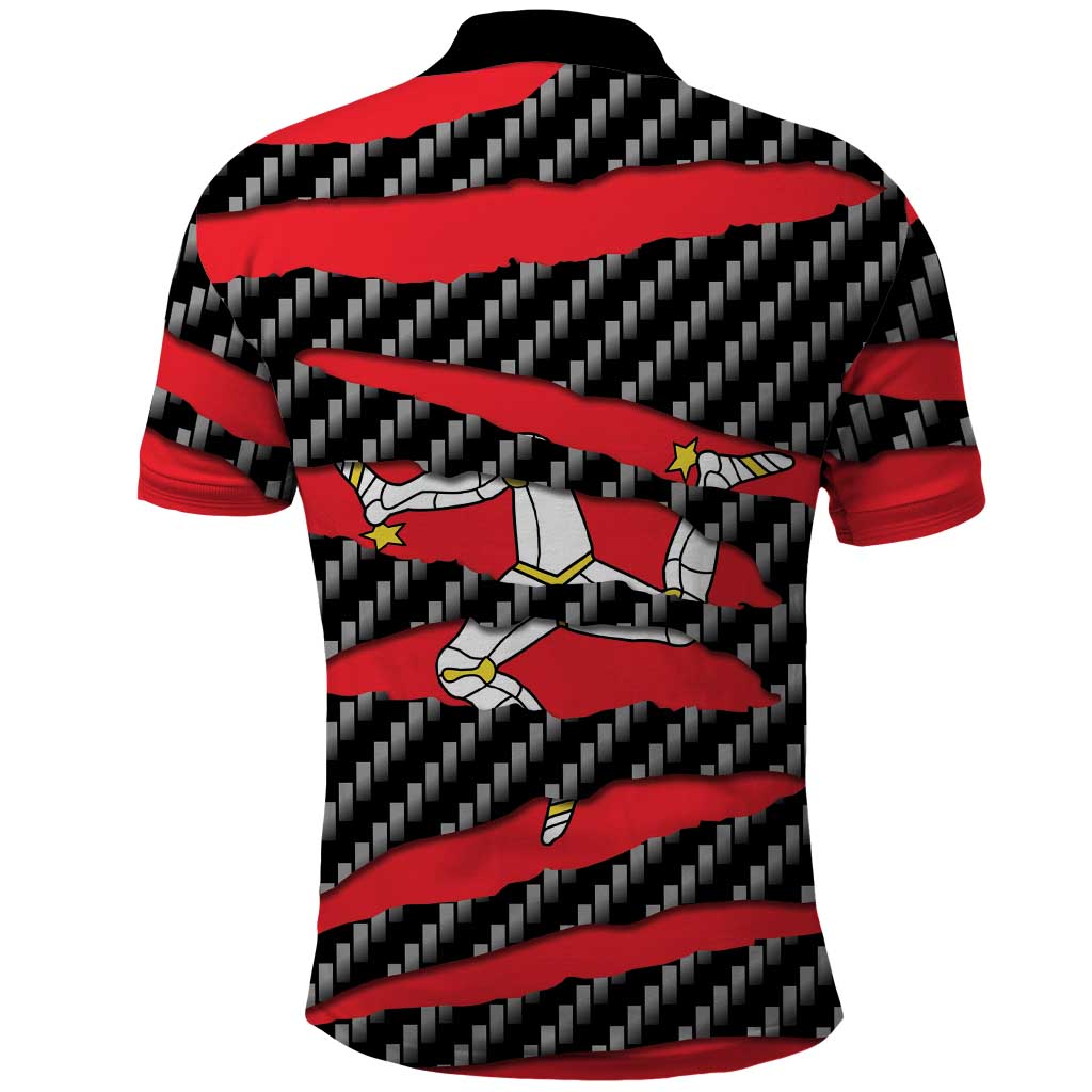 Isle of Man Beast Polo Shirt Ripped Flag Graphic - Wonder Print Shop
