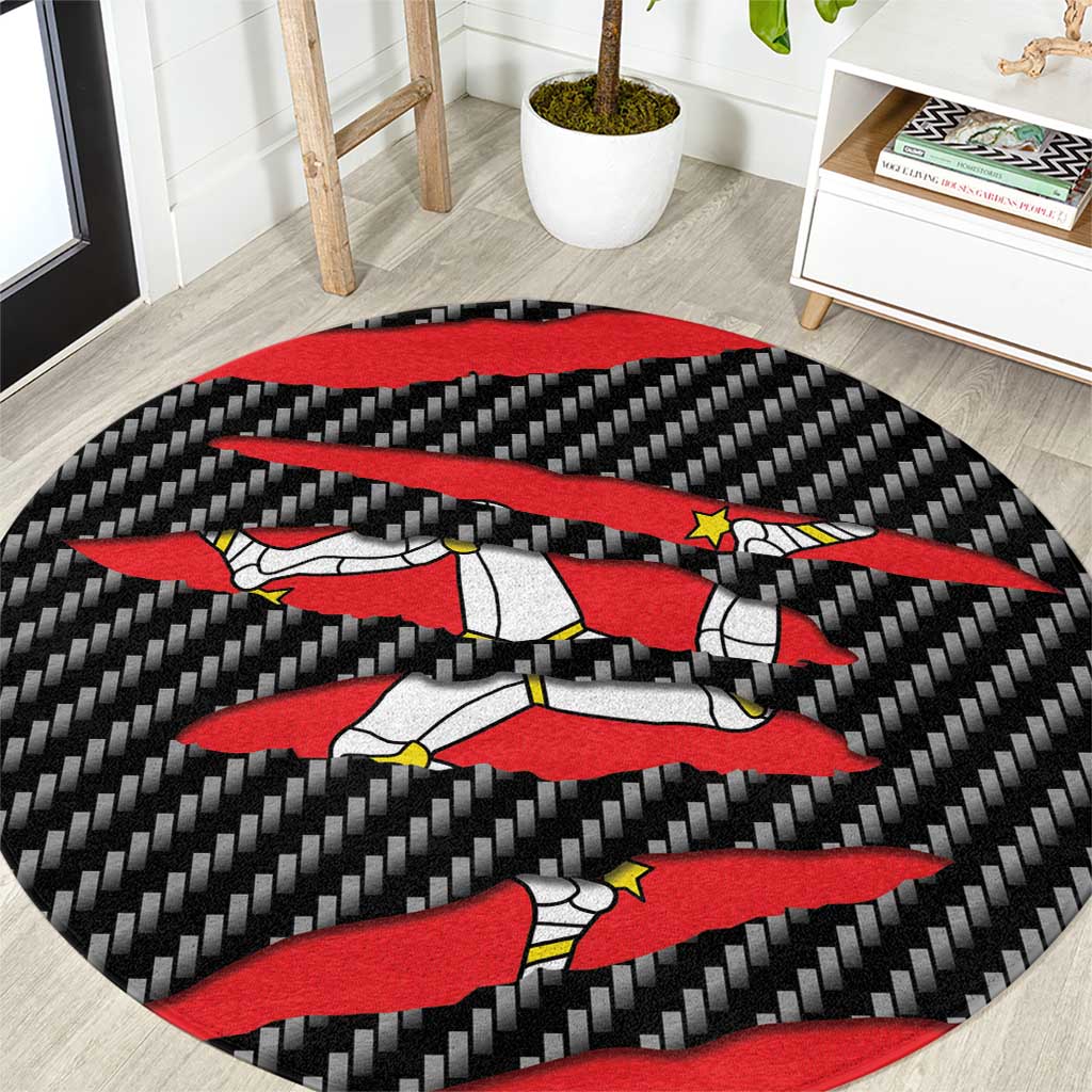 Isle of Man Beast Round Carpet Ripped Flag Graphic - Wonder Print Shop
