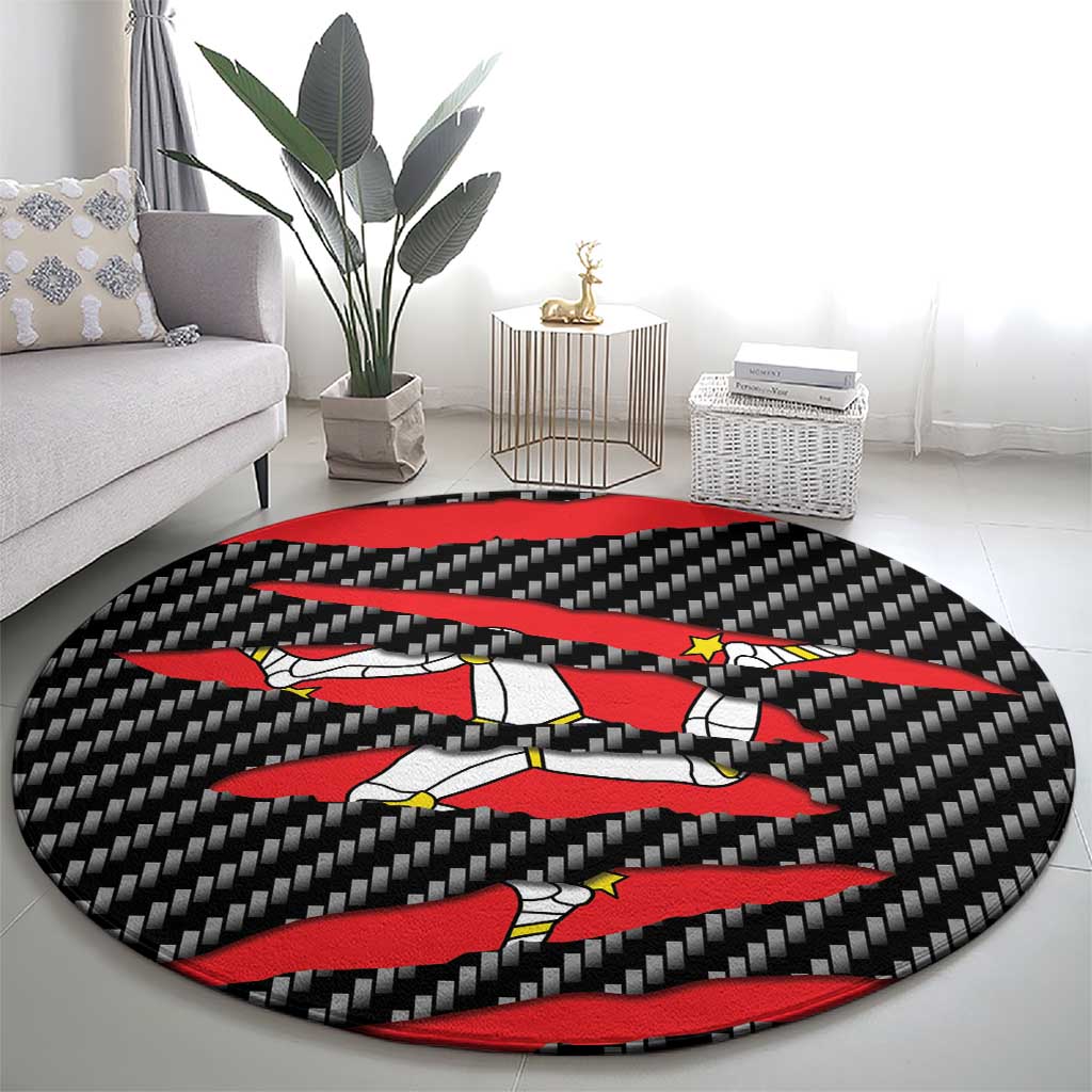Isle of Man Beast Round Carpet Ripped Flag Graphic - Wonder Print Shop