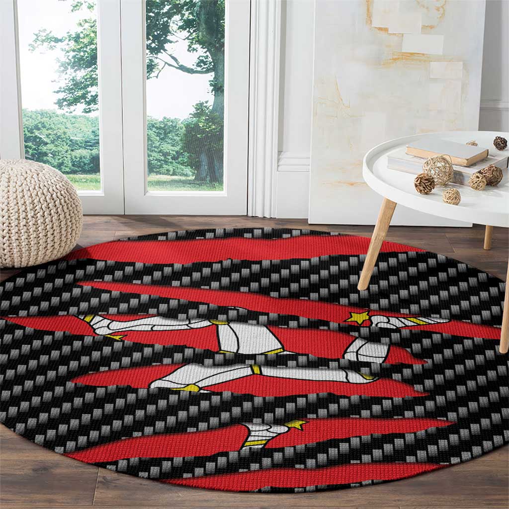 Isle of Man Beast Round Carpet Ripped Flag Graphic - Wonder Print Shop