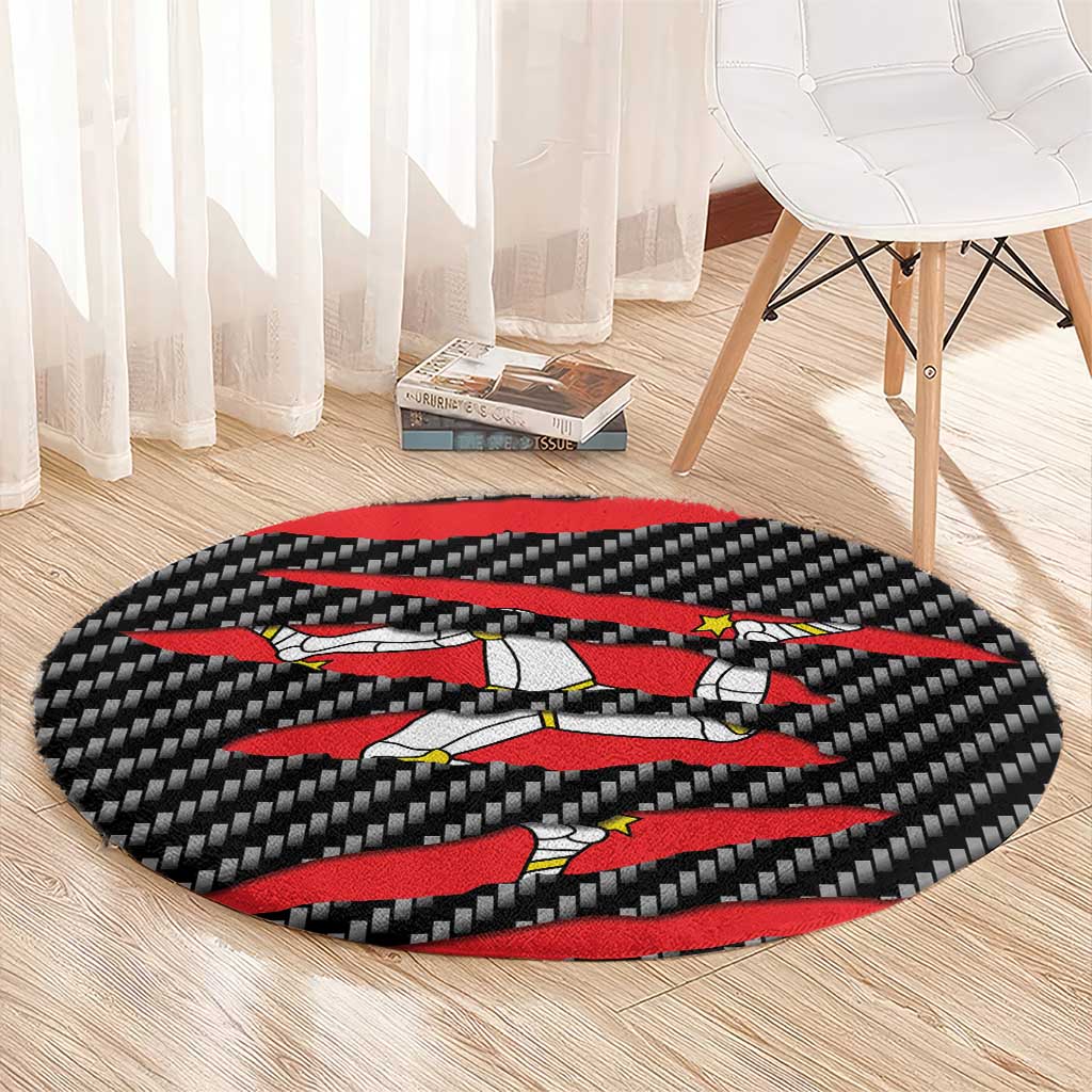 Isle of Man Beast Round Carpet Ripped Flag Graphic - Wonder Print Shop